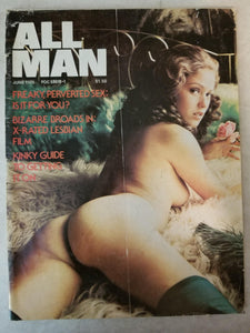 All Man June 1975 - Freaky, Perverted Sex, Lesbian - Vintage Adult Magazine
